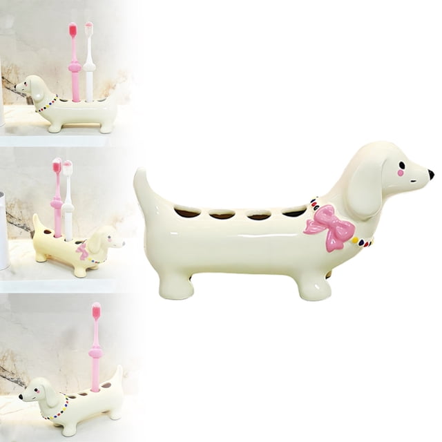 Stylish Ceramic Bathroom Organizer Design Toothbrush Holder with Four Compartments