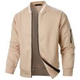 thumbnail image 3 of RXIRUCGD Man Solid Color Zipper Stand Collar Hoodie Coat, Khaki, Size: M, 3 of 6