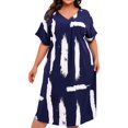 thumbnail image 2 of Ovzne Robes pour Femmes Robe de Plage Femmes Robe Décontractée Sans Manches Imprimé Carte Robe de Plage Longueur Genou Robe d'Été à Manches Courtes Imprimée Liquidation, 2 of 7