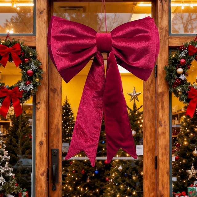 Large Flannel Christmas Bow for Tree Top Wreath and Gift Wrapping Decorative
