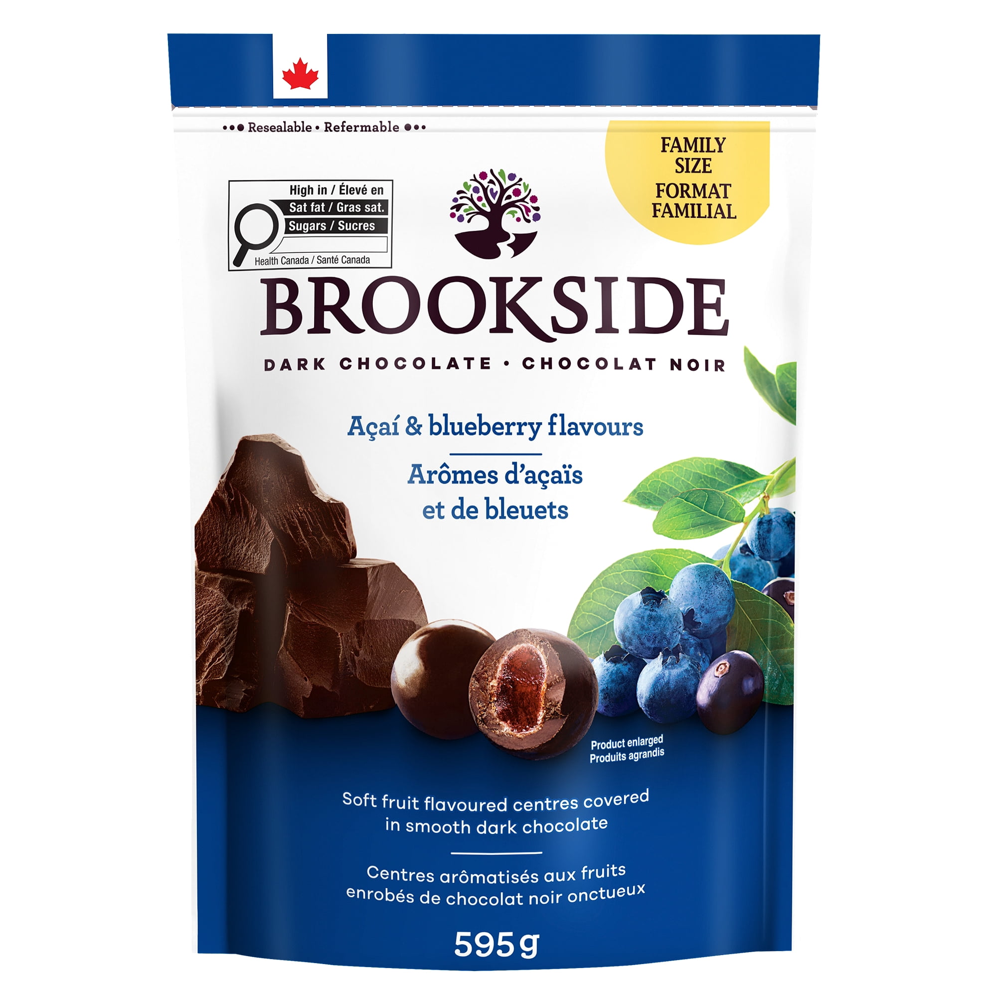 Chocolat noir BROOKSIDE, arômes d’açaïs et de bleuets, 595 g