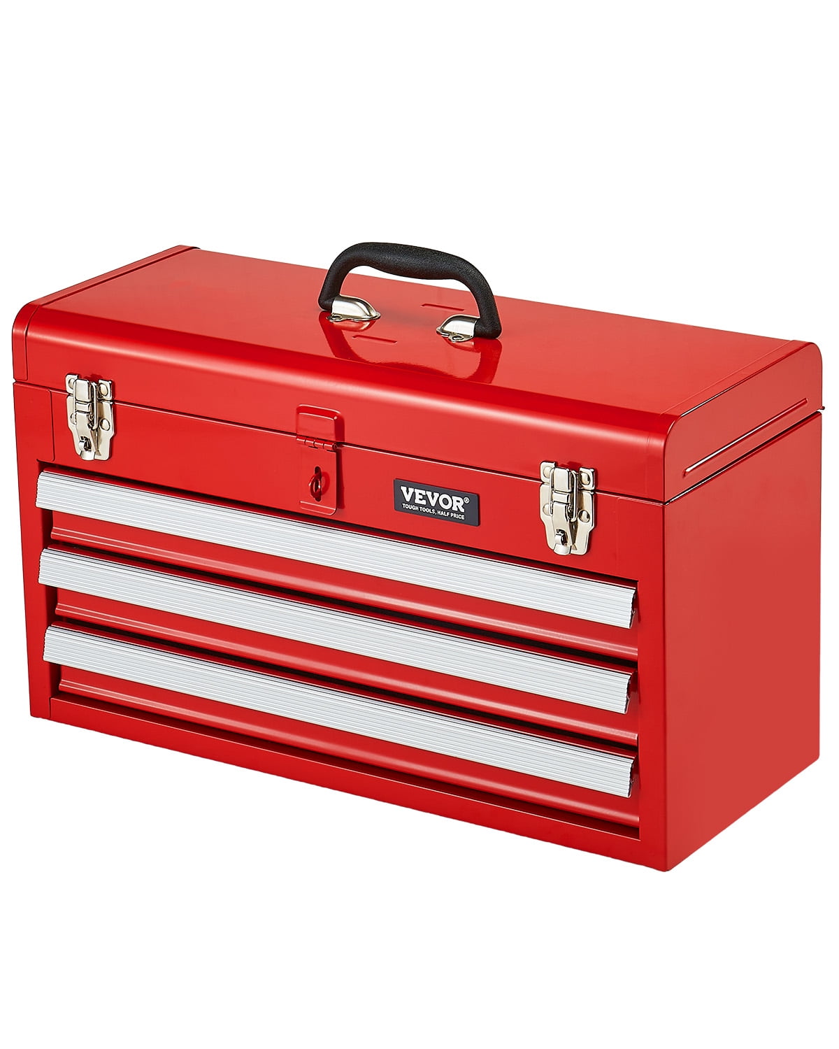 VEVOR Tool Box 20.5-inch Portable Metal Tool Box with 3 Drawers Tool Organizer Red
