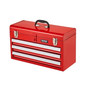 VEVOR Tool Box 20.5-inch Portable Metal Tool Box with 3 Drawers Tool Organizer Red
