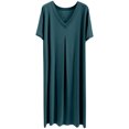 thumbnail image 1 of LSLJS Robe Mode pour Femme à Manches Courtes à Col en V, Robe Grande Taille, 1 of 7