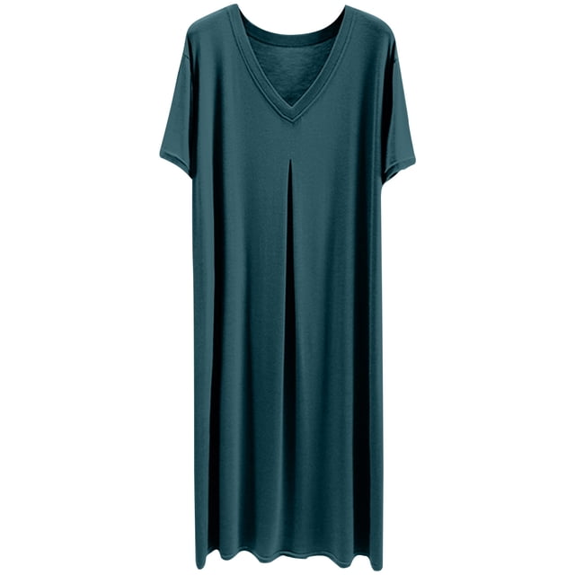 LSLJS Robe Mode pour Femme à Manches Courtes à Col en V, Robe Grande Taille