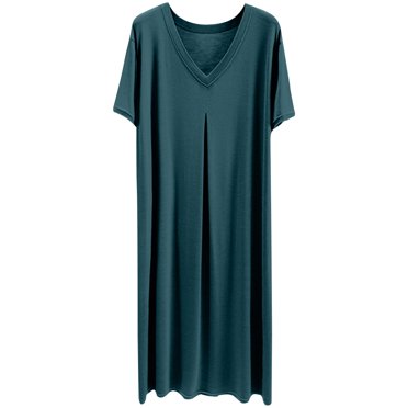 LOVZFMLL Fashion Women's Short Sleeve-Neck Dress Pink L