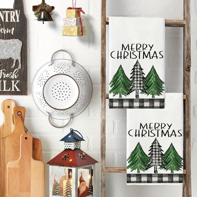 Birdeem Christmas Kitchen Towels, Christmas Kitchen Decorations, Kitchen Dishes Towels Merry Christmas 19 X 16 Inch Winter Drying Cloth Tea Towels for Cooking and Baking, Tea Towels for Kitchen