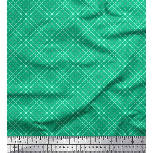 Soimoi Crepe Silk Fabric Geometric Small Print Sewing Fabric Yard 42 Inch Wide