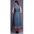 thumbnail image 4 of Bimba Robe Anarkali à Col Mandarin Imprimée Shibori Indigo Blue2 pour Femme, Kurta Ethnique Indienne, Moyen, 4 of 6