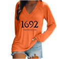 thumbnail image 2 of SDNall Hauts Noirs à Manches 3/4 pour Femmes Mode Blouse Ample à Manches Longues Col en V Pull Décontracté, 2 of 9