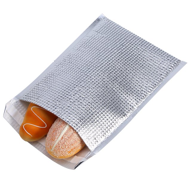 Domqga Sac de Rangement Alimentaire Isolé, Sac Isolé, 4 Types 10 Pcs/ensemble Sac de Rangement Alimentaire Isolé en Papier D\'aluminium Refroidisseur Thermique Argent