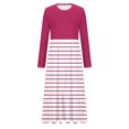 thumbnail image 4 of cfhntfmh Maxi Robes pour Femmes Automne Col Rond Manches Longues Robe Rayée Robe Tendance à Blocs de Couleur Robe de Détente avec Poches, 4 of 5