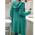 thumbnail image 4 of Women Hooded Open Front Cardigan Cable Knit Sweaters Solid Chunky Long Sweater Coats with Pockets, 4 of 5