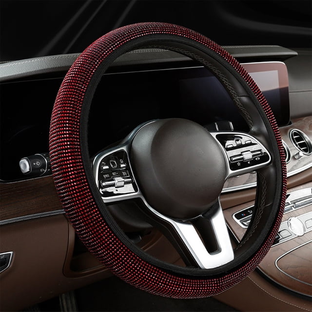 Chmadoxn Summer Steering Wheel Cover, Rhinestone Steering Wheel Cover With Crystal Diamond For Women, Sparkling Car Wheel Protector Universal Fit 14-15 Inches Steering Wheel Covers