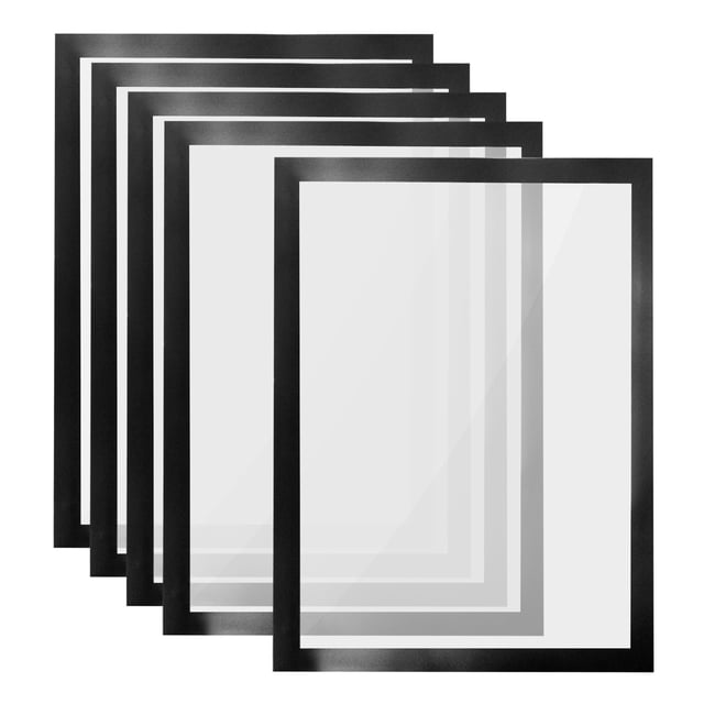 Unique Bargains 8"x12" Magnetic Display Frame A4 Adhesive Magnetic Sign Holder Black 5 Pack