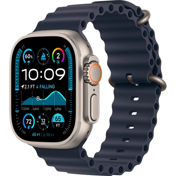 Refurbished Apple Watch Ultra 2 49mm Natural Titanium - Navy Ocean Band MX4D3VC/A