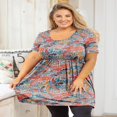 thumbnail image 2 of Tunique Grande Taille pour Femmes Manches Courtes Roses Vertes Hauts 3X Col Rond Vêtements Été Fluide Vêtements de Maternité Chemise, 2 of 6