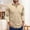 Beige, variant on Adult Men's Polo Shirt Long Sleeve Button Polo Tees Basic Green Men's Tops