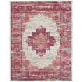 thumbnail image 1 of homeroots home decor 385326 8’ x 10' Ivory and Fuchsia Distressed Area Rug, 1 of 1