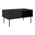 thumbnail image 4 of Table basse d'intérieur rectangulaire moderne CorLiving Lysander en bois d'ingénierie cannelé avec rangement, noire, 4 of 9