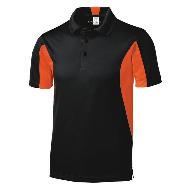 Gravity Threads Micropique Sport Athletic Polo - Black/Deep Orange - X-Large