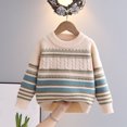 thumbnail image 2 of 2025 Tout-Petits Enfants Bébés Garçons et Filles Mode Mignon Rayé Manches Longues Chaud Col Rond Chandail Vert, 2 of 4