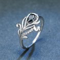 thumbnail image 3 of Bague Queue de Paon Incrustée, Coupe Goutte, Zircon Arc-en-Ciel, Élégante Bague de Promesse pour Doigt, 3 of 5