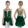 thumbnail image 3 of Miaeowve Justaucorps de Danse Brillants pour Filles, Robe de Danse Lyrique en Maille Transparente Croisée pour Patinage sur Glace, Tenue de Danse Verte 12, 3 of 7