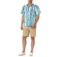 thumbnail image 2 of INSPIRE CHIC Men's Striped Short Sleeves Shirts Button Down Print Hawaiian Shirt S Blue Green, 2 of 6