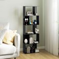 thumbnail image 2 of HOMCOM Geometric Bookcase, 5-Tier S Shaped Bookshelf, Black, 2 of 10