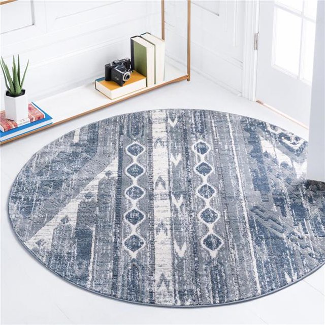 Unique Loom 3147104 3 ft. 3 in. x 3 ft. 3 in. Orford Portland Round Rug, Blue