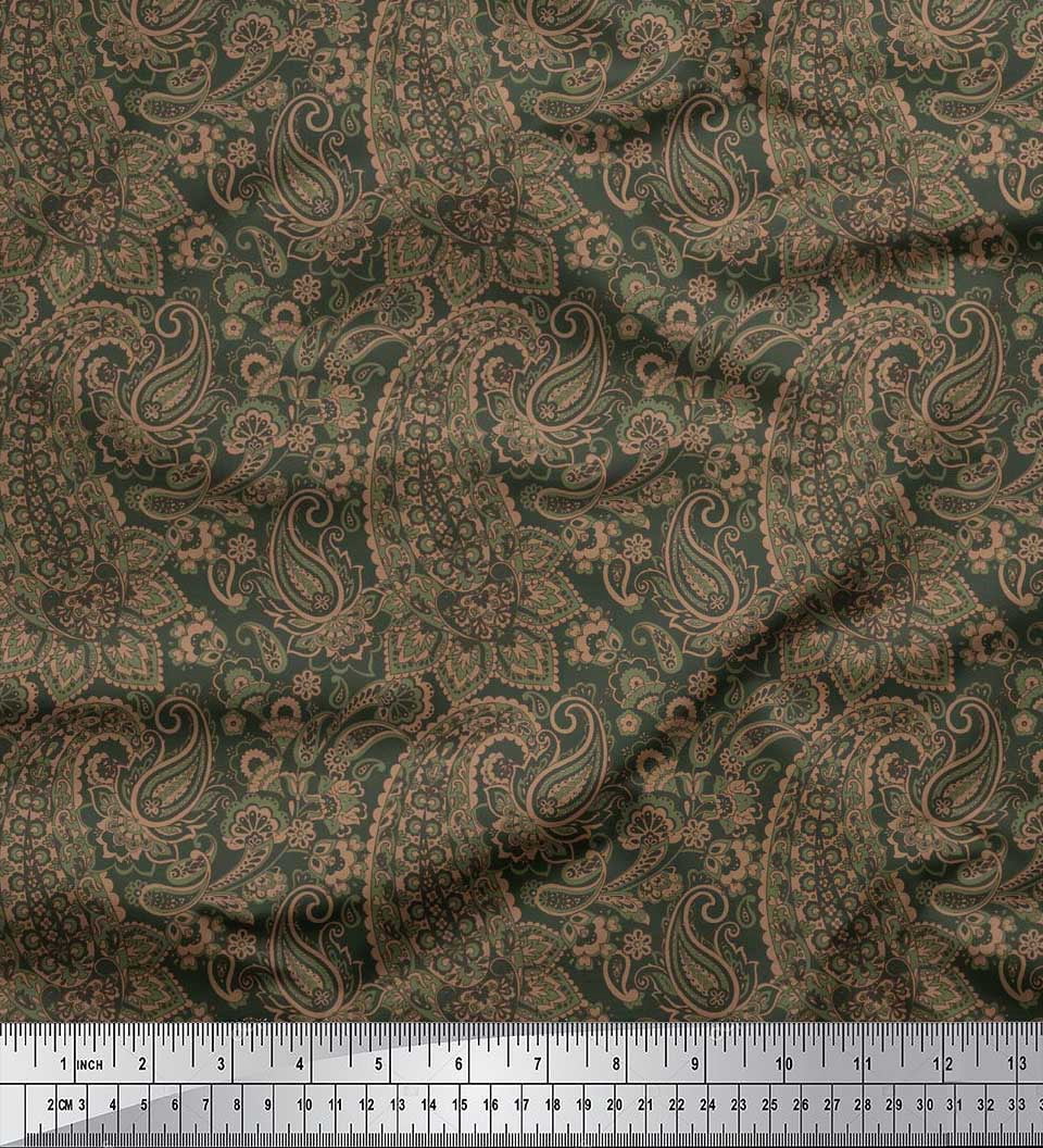Soimoi Velvet Fabric Artistic Paisley Print Fabric by The Yard 58 Inch Wide