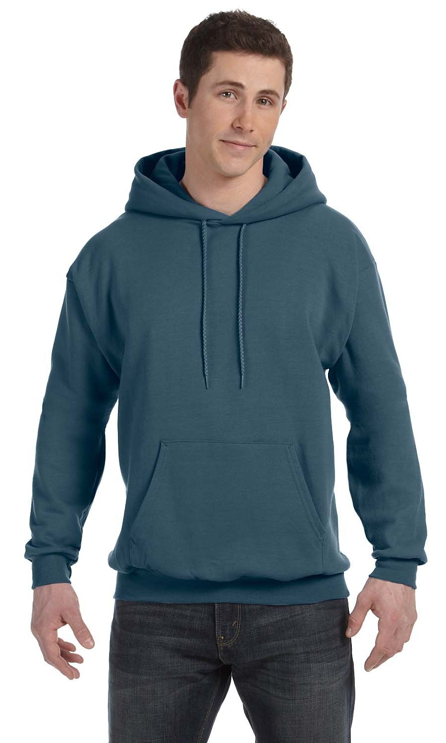 The Hanes 78 oz EcoSmart 50/50 Pullover Hood - DENIM - M
