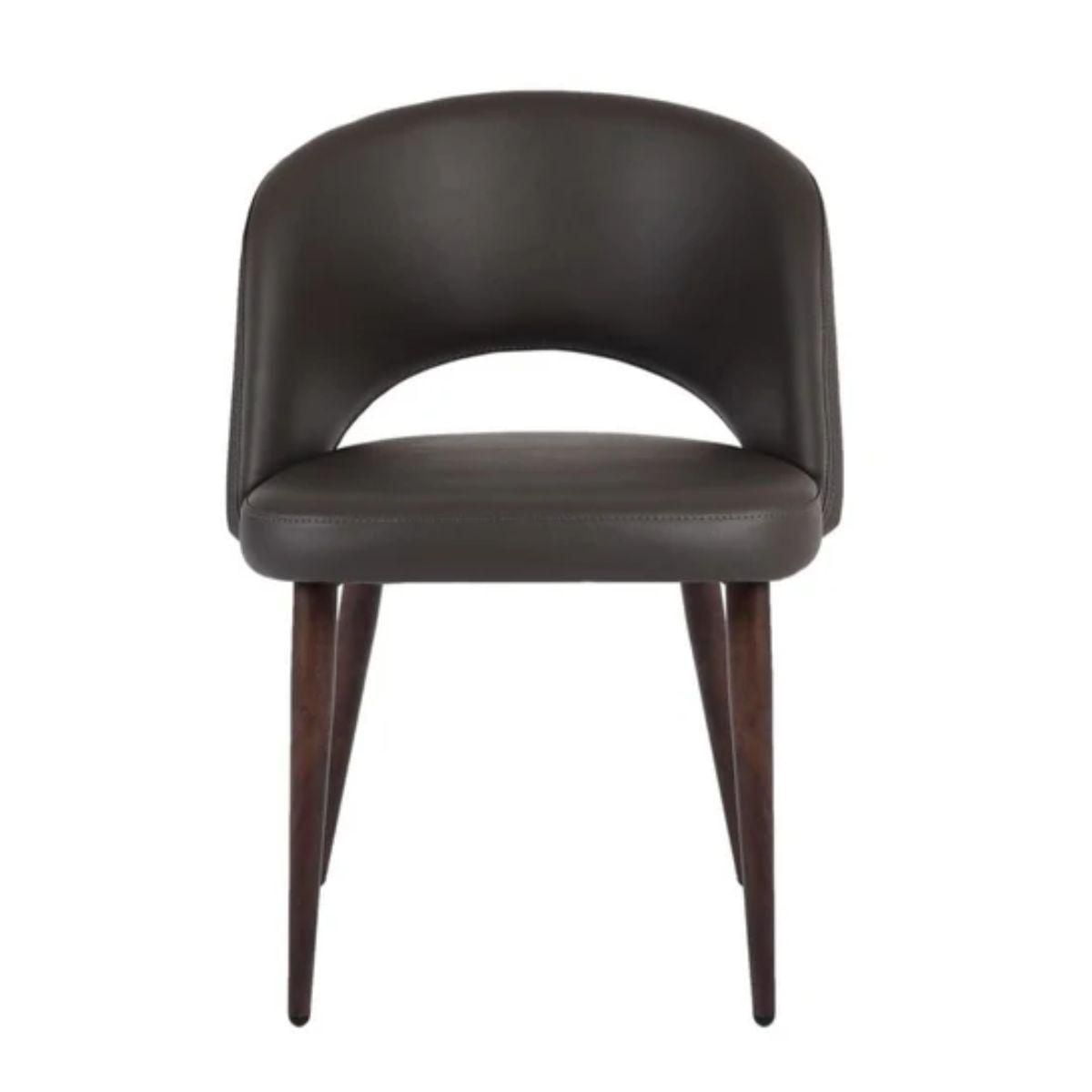 Chaise à dossier haut moderne du milieu du siècle avec cuir PU et pieds en noyer – Élégante et polyvalente pour les salles à manger ou les sièges d'appoint