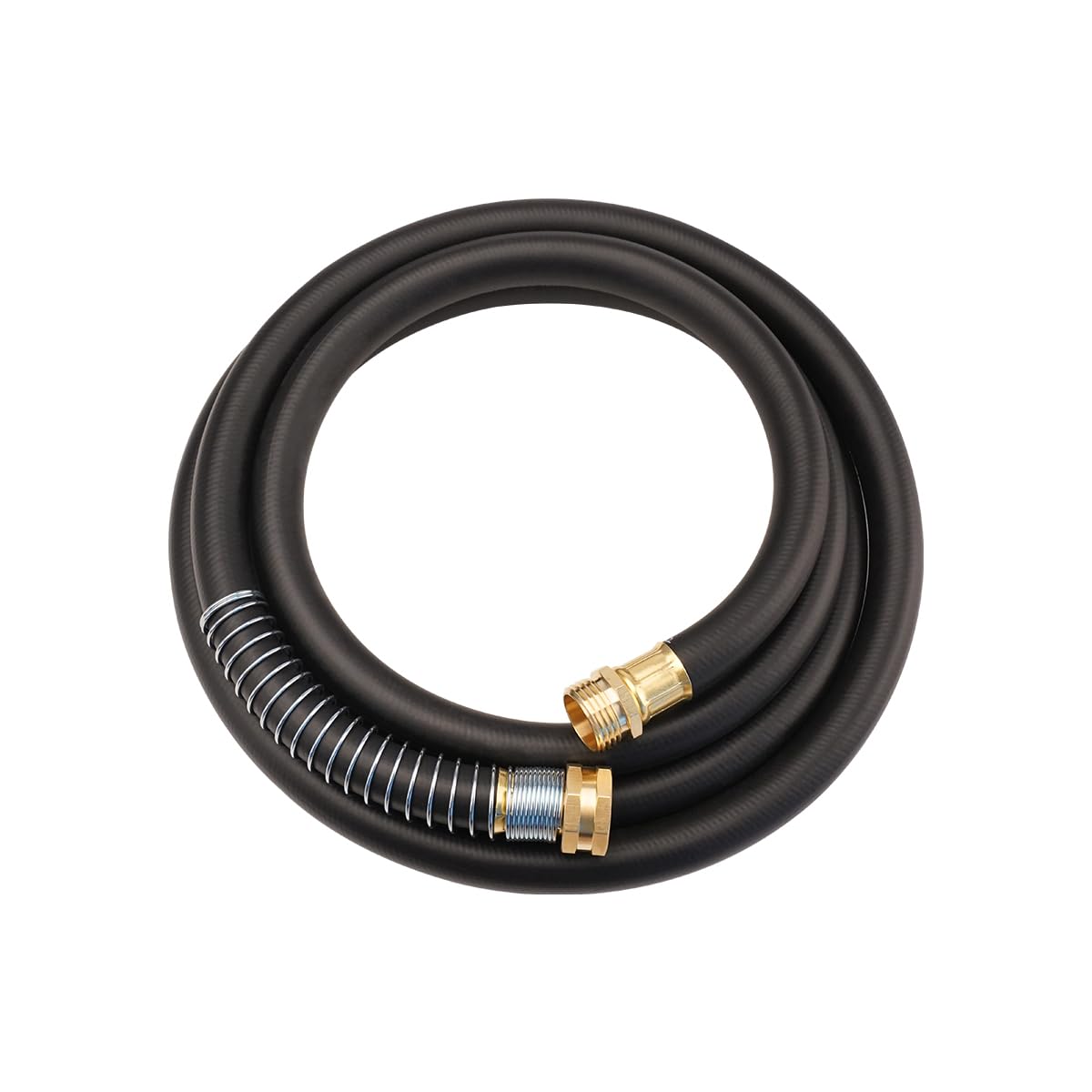 Wiseflow Garden Hose 10FT x 5/8"" Heavy Duty Rubber Hose Water Hose with Five Layered Braiding Male Female Fittings 1000PSI Burst 300PSI Working for Yard Car Wash Pets (Black)