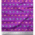 thumbnail image 1 of Soimoi Purple Georgette Viscose Fabric Rabbit Animal Print Fabric by the Yard 42 Inch Wide, 1 of 3