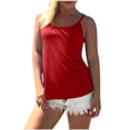 thumbnail image 2 of QUINDOS Débardeurs pour Femmes Grande Taille Liquidation Exercice Été Rouge Coton Mode Uni Camisole Col Rond Ample Sans Manches Chandail à Enfiler Hauts Blouse Camisoles pour Femmes, 2 of 6