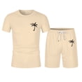 thumbnail image 3 of Men's Suits 2 | 2024 Summer Tracksuit for Men Plus Size Short Sleeve O Neck Athletic Suit Casual Color Block Drawstring Waist Tracksuit Set, 3 of 6