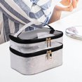 thumbnail image 3 of Double Layer Cosmetic Bag Makeup Bag Toiletry Bag Hanging Wash Transparent White, 3 of 9