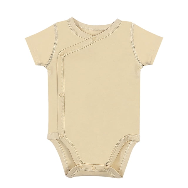 MIASHUI Baby Short Sleeve Side Snap Bodysuit Unisex Solid Color Soft Clothes,Khaki,NB