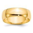 thumbnail image 1 of 14k Or Jaune Solide Poli Léger 7mm Ltw Demi-Rond Taille 8 Bague Bijoux Cadeaux pour Femmes, 1 of 3
