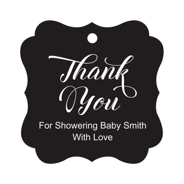 Darling Souvenir Baby Shower Thank you Favor Tags Custom Hang Gift Tags-Black-100 Tags