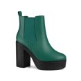 thumbnail image 1 of Unique Bargains Bottines Chelsea à Talons Hauts Épais à Plateforme pour Femmes Vert (Taille 8,5), 1 of 8