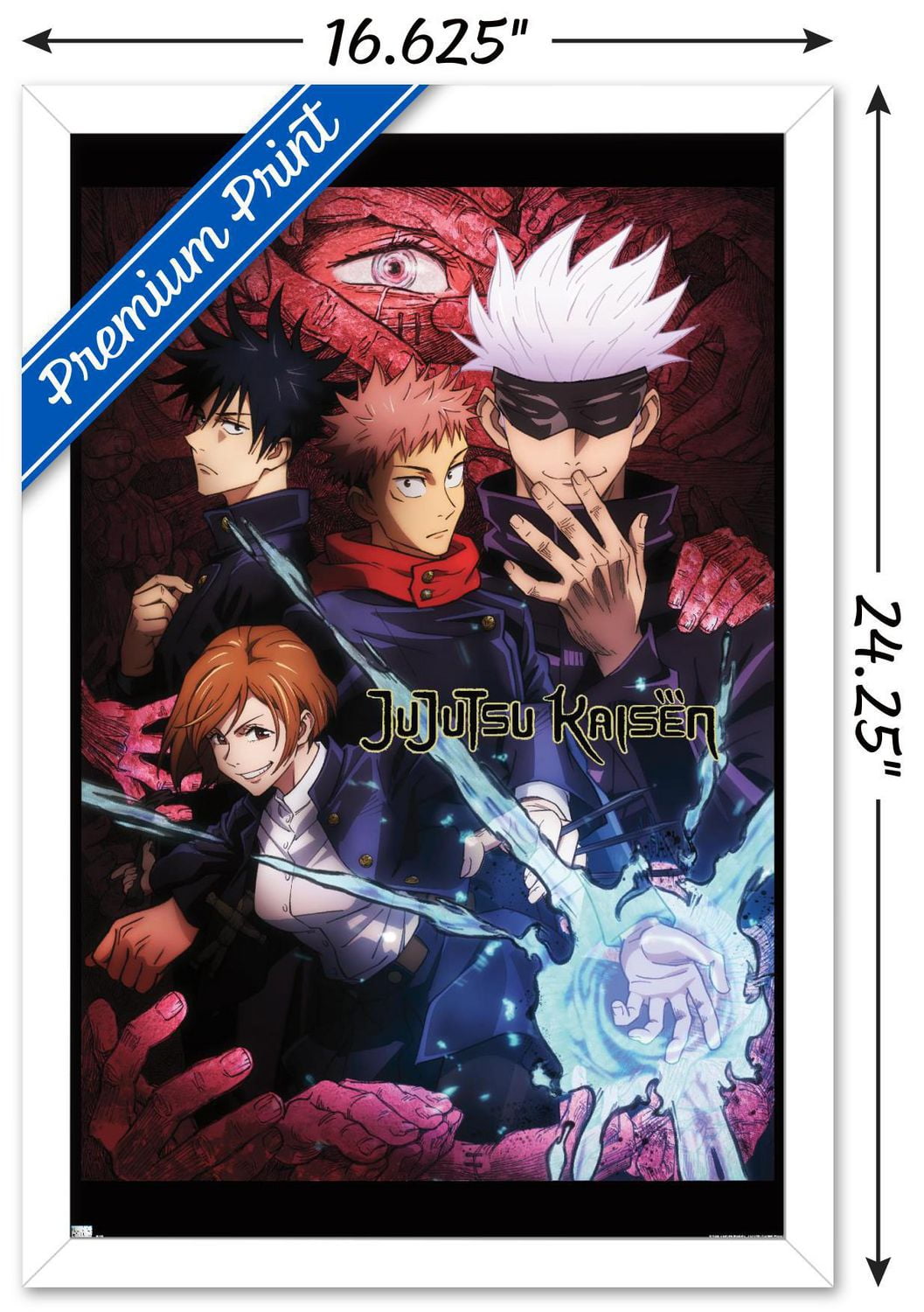 Jujutsu Kaisen - One Sheet English Wall Poster with Push Pins, 22.375" x 34"