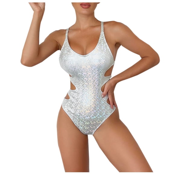 TopLLC Women's Fashion One Piece Swimsuits V Neck High Waist Bathing Suit Sexy Hollow Monokini Swimwear Brazilian Tie Criss Cross Bikini