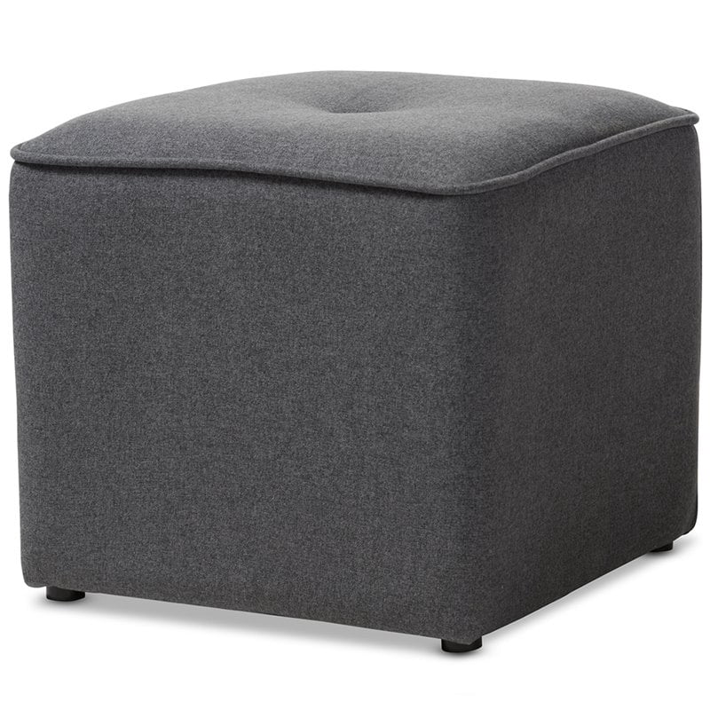 Baxton Studio Corinne Pouf Carré de 16 Pouces en Gris Foncé