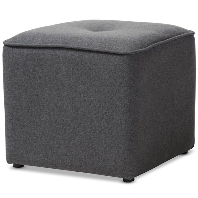 Baxton Studio Corinne Pouf Carré de 16 Pouces en Gris Foncé