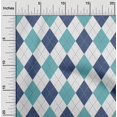 thumbnail image 2 of oneOone Polyester Spandex Turquoise Blue Fabric Check Argyle Craft Projects Decor Fabric Printed By The Yard 56 Inch Wide, 2 of 4