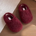 thumbnail image 4 of FYEGRE Pantoufles d'Hiver pour Garçons pour Enfants, Semelle Plate Confortable, Couleur Unie, Chaussures d'Intérieur et d'Extérieur, Rouge, 7-8 Ans, 4 of 9