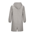 thumbnail image 3 of Women‘s Plus Size Solid Color Button Pocket Recreational Hooded Long Sleeve Windbreaker Coat Tops, 3 of 4